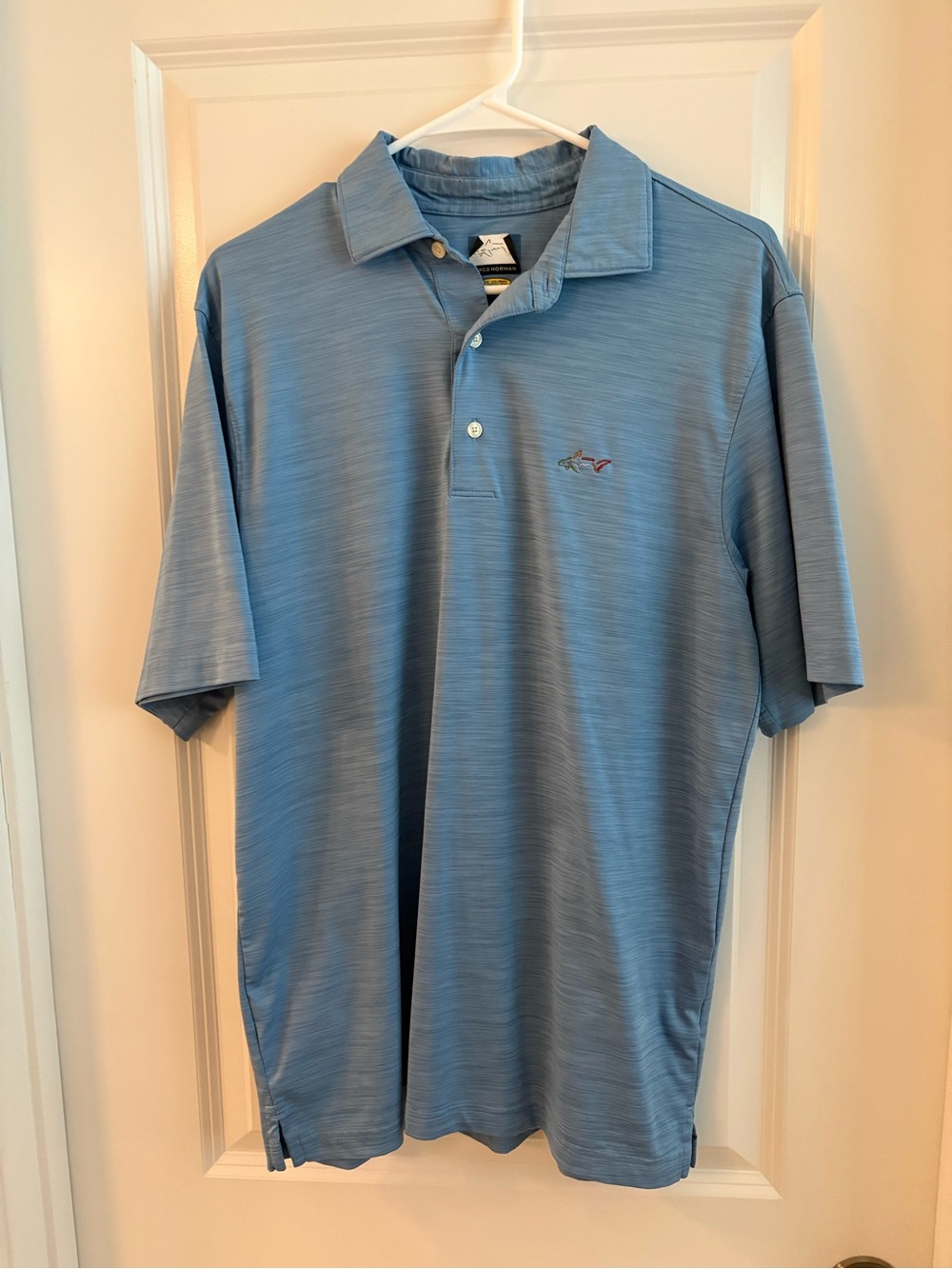 Greg Norman Collection Light Blue Heather Performance Polo